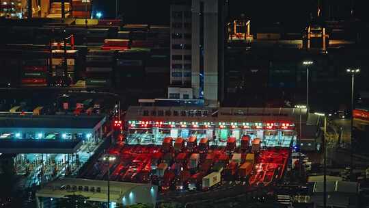 盐田港夜景港口货运码头贸易物流C0096