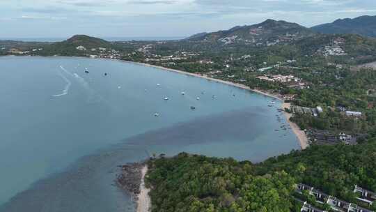 泰国苏梅岛波普海滩海湾航拍自然景观