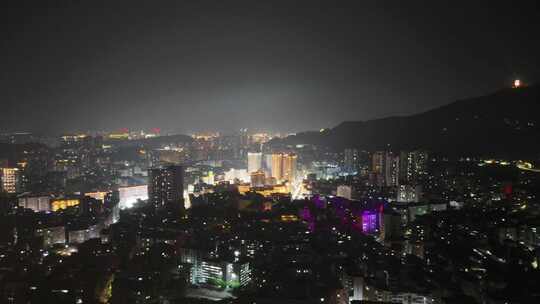 四川达州夜景达州大景航拍