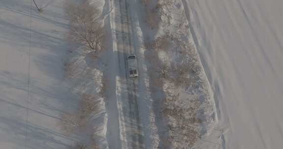 中国北方冰雪道路自驾航拍