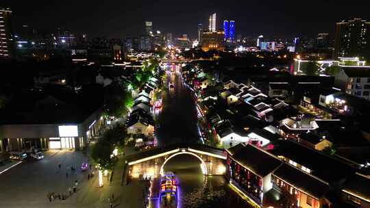 航拍江苏无锡城市夜景