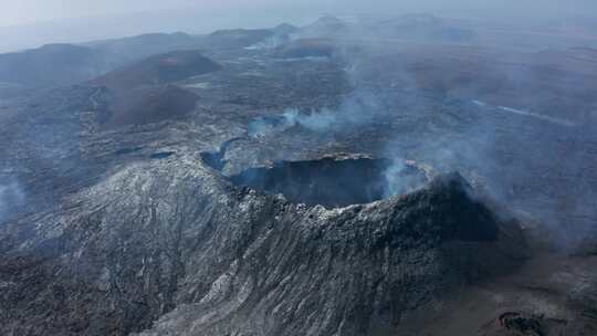 火山，火山，蒸汽，空中