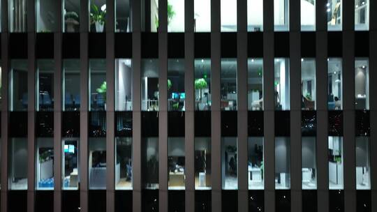 现代商务楼夜景航拍-上海前滩视频素材模板下载