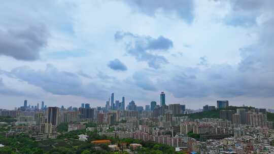 航拍广州狂风暴雨延时