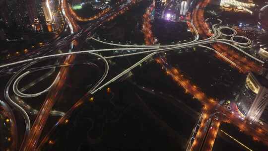 郑州市夜景航拍延时金水路立交桥夜晚河南金