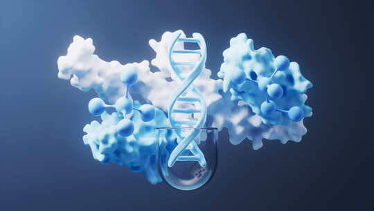 医药药物胶囊与DNA生物科技3D渲染