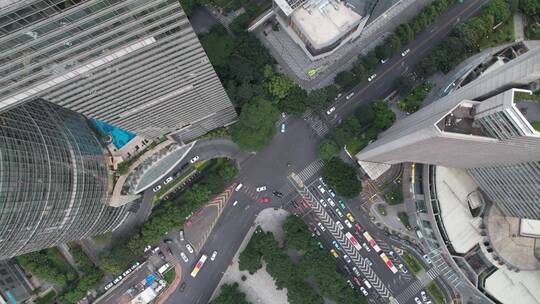 广州天河城市延时航拍建筑俯瞰交通车流