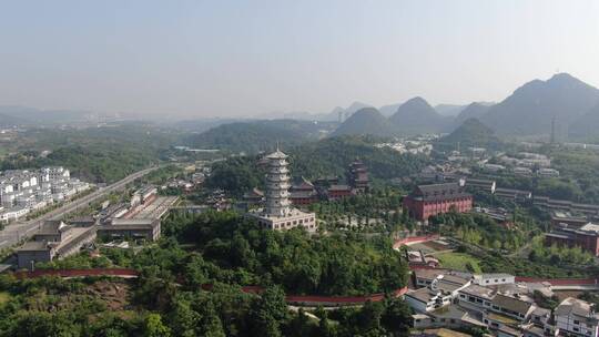 航拍贵阳花溪青岩大兴国寺视频素材模板下载