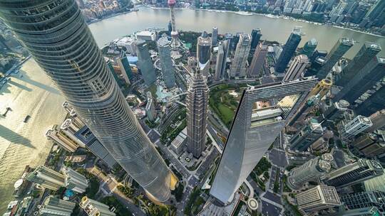 航拍上海陆家嘴外滩建筑群