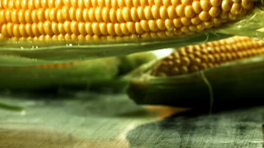 新鲜玉米食材特写慢动作镜头