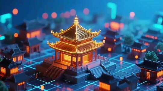 古风建筑3D渲染效果