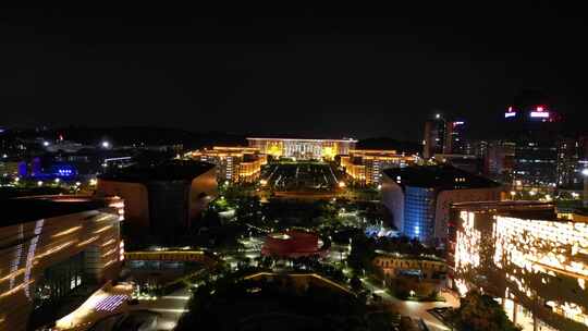 航拍泉州市人民政府夜景