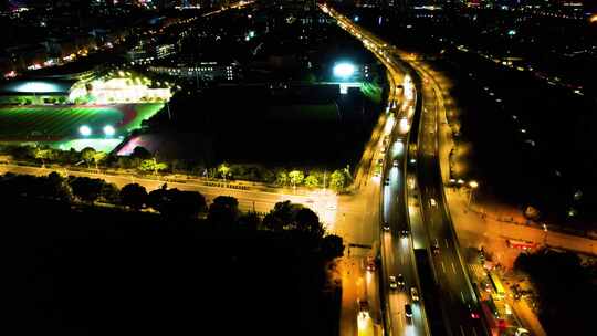 杭州钱塘新区德胜快速路车流夜景视频素材