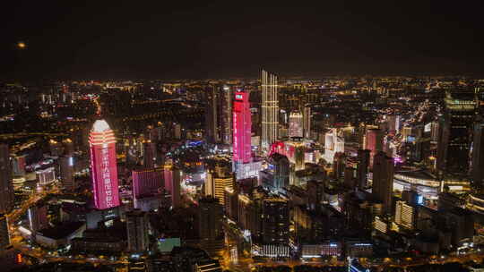 实拍延时航拍无锡城市中心夜景