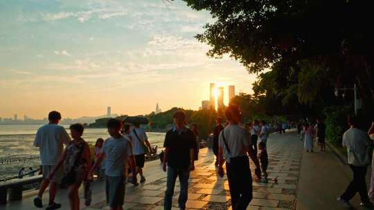 去深圳湾公园看浪漫日落晚霞合集
