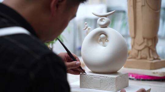陶瓷福字雕塑制作工艺烧生产文化历史宣传片