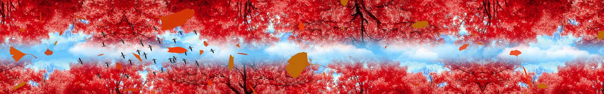 枫叶红色天幕 花瓣粒子 网红震撼天幕 春天