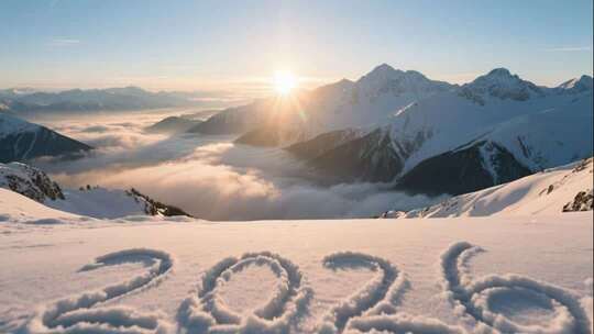 2026新年雪山日出震撼励志开场视频