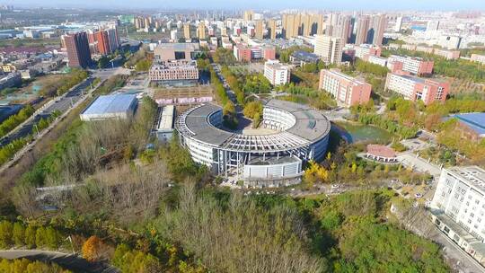 航拍陕西城市现代化发展建筑