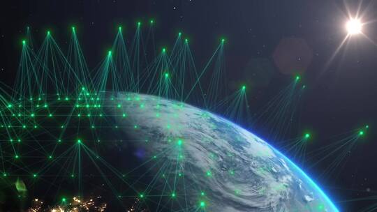 星链计划-全球GPS定位-卫星包围地球