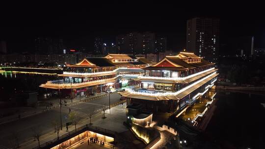 航拍南雄雄州廊桥夜景