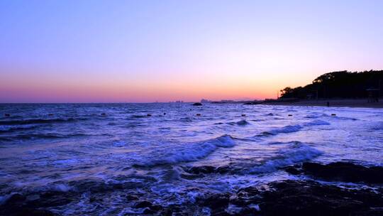 河北秦皇岛滨海沙滩夕阳晚霞唯美自然风光