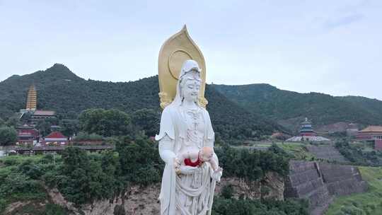 航拍宜阳灵山寺送子观音