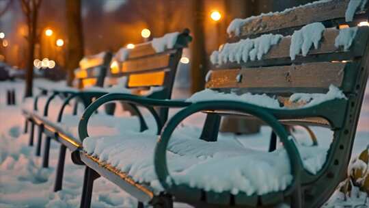 唯美城市雪景下雪天夜晚夜景素材原创