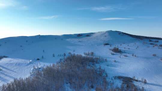 大兴安岭森林草原过渡带寒冬雪景自然风光