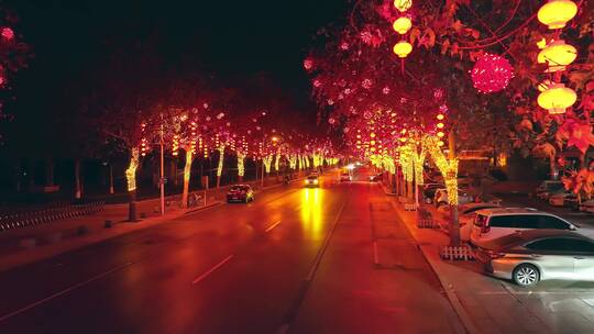 节日气氛城市街道红灯笼视频素材模板下载