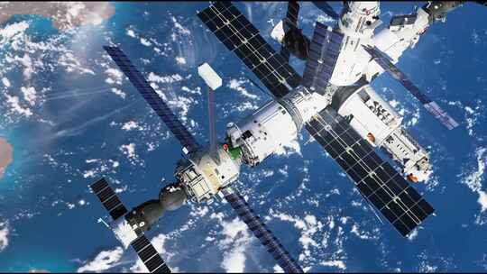 中国航天国际空间站中国空间站卫星星链视频素材模板下载