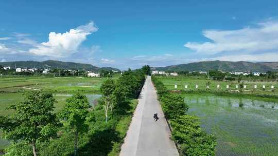 航拍广西柳州美丽乡村田园风光山水风景