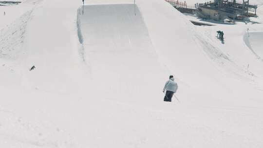 男子，滑雪，雪，坡道