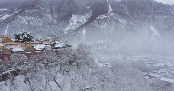 山西五台山雪景航拍