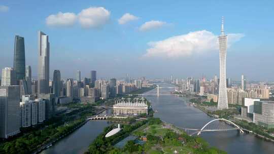 珠江新城广州塔大气航拍广州城市宣传片