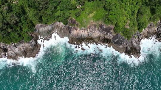 泰国普吉岛热带雨林海岸线自然风光航拍