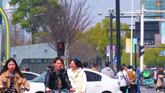 城市马路车流人流街景视频素材