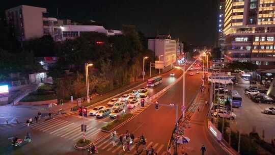 厦门思明区镇海路夜晚夜景航拍车流交通福建