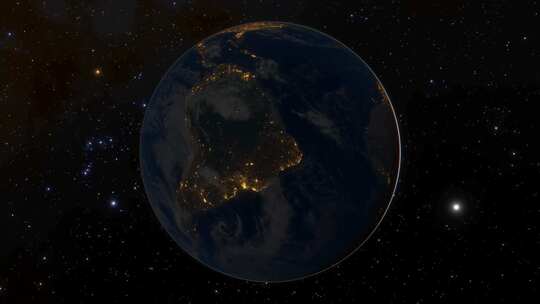夜晚地球太空中地球夜空中地球地球自转公转