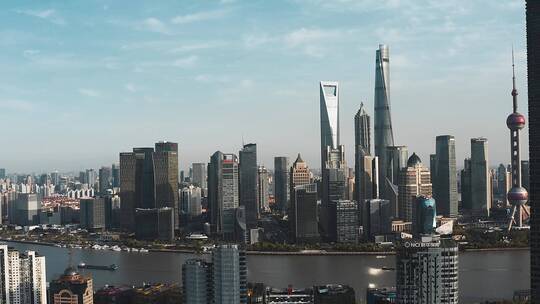 上海黄浦江两岸城市建筑风光航拍视频素材模板下载