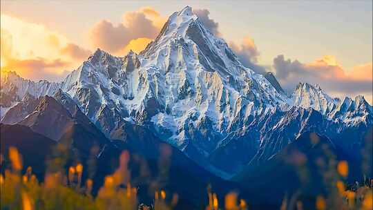 日出云海雪山日照金山唯美早晨清晨风景风光