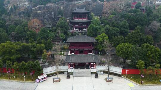 广元皇泽寺景区航拍风景