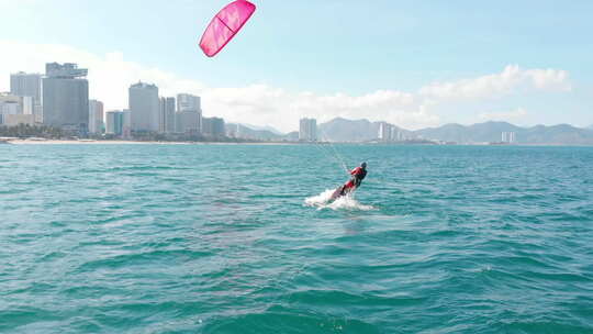 海上风筝冲浪的人视频素材模板下载