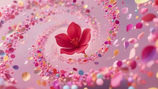 花瓣环绕绽放花朵特效素材