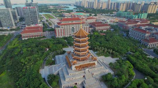 厦门航拍集美塔建筑景观