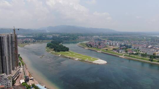 4K航拍湖南沅江岛屿自然风景视频