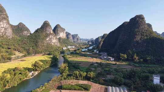 桂林阳朔十里画廊桂林山水风光航拍