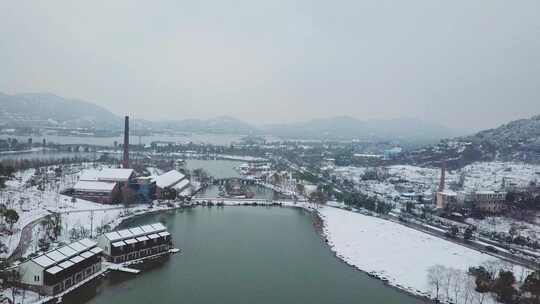 杭州湘湖景区雪景浙江雪景