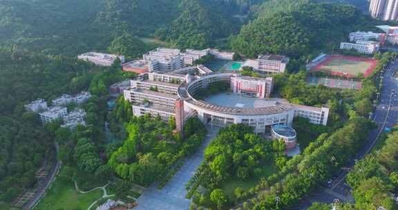 广东中学校园航拍广州市第二中学科学城校区