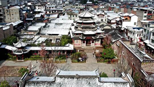 长汀古城卧龙书院雪景